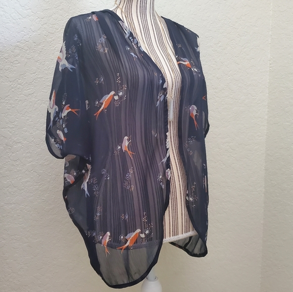 AMERICAN RAG NAVY BLUE SILKY KIMONO/coverup SZ XS - Picture 2 of 8